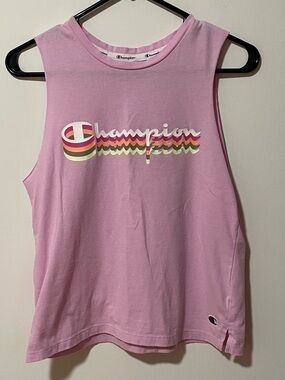 Champion Pink Sleeveless Logo Muscle  Tank Womens S